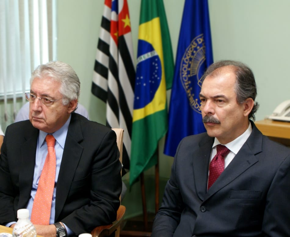 Guilherme Afif Domingos e Aloizio Mercadante durante a apresentação do projeto de gaseificação de biomassa
