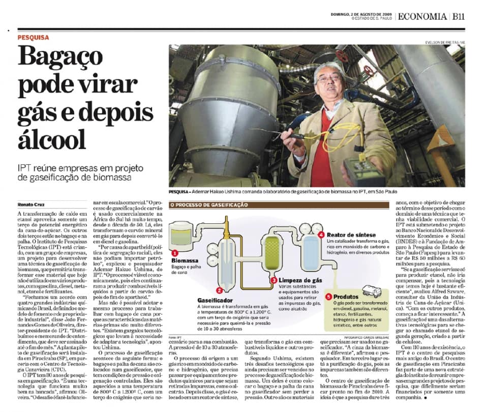 Biomassa em O Estado de S.Paulo 1 Reportagem publicada em 02/08, no jornal O Estado de S. Paulo