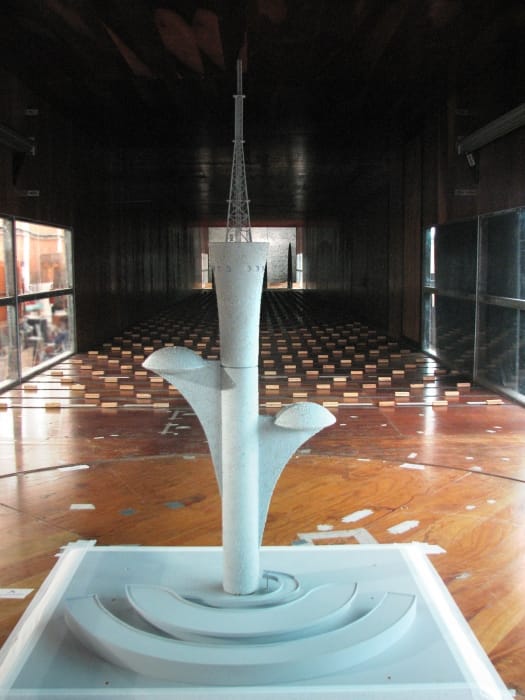 Maquete testada no túnel de vento tem 1,2 m de altura